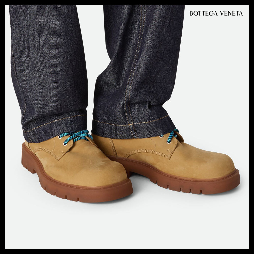 【BOTTEGA VENETA】Head Dog Lace-Up Ankle Boots Ochre Rubber