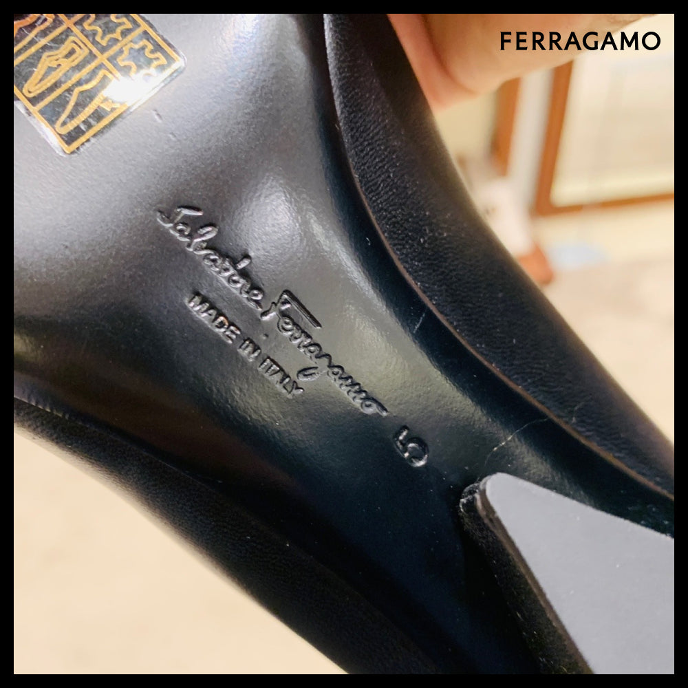【Ferragamo】VIVA 55 Vara bow mid-heel pumps black