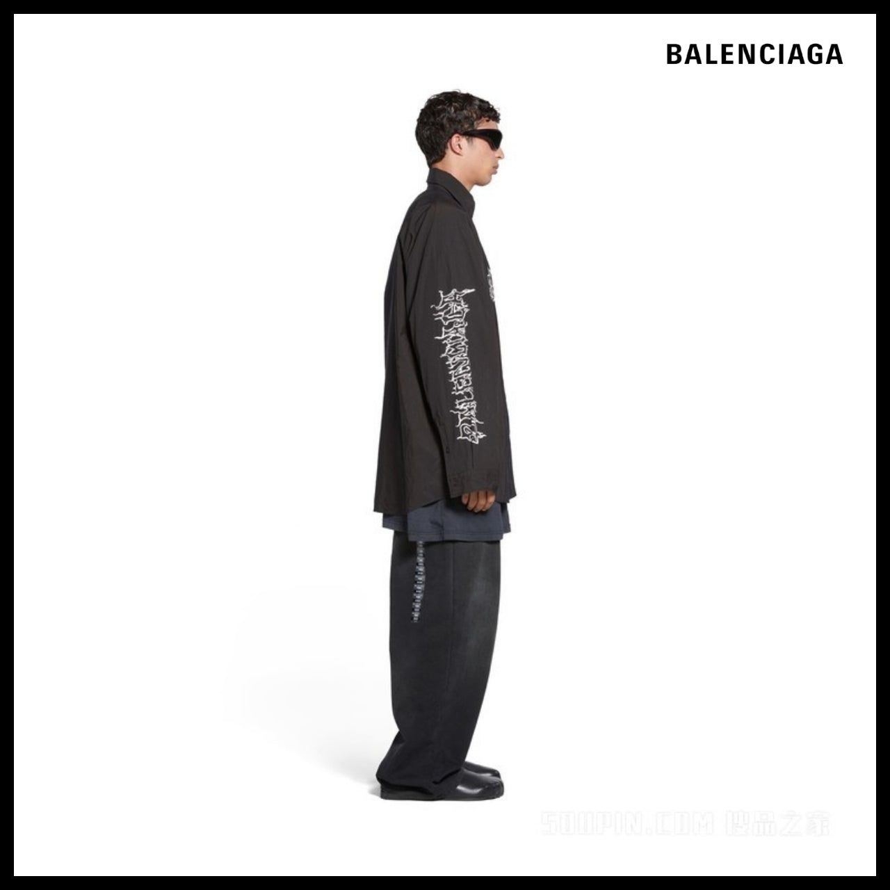 【BALENCIAGA】DIY Metal Outline Engineered Shirt Oversized