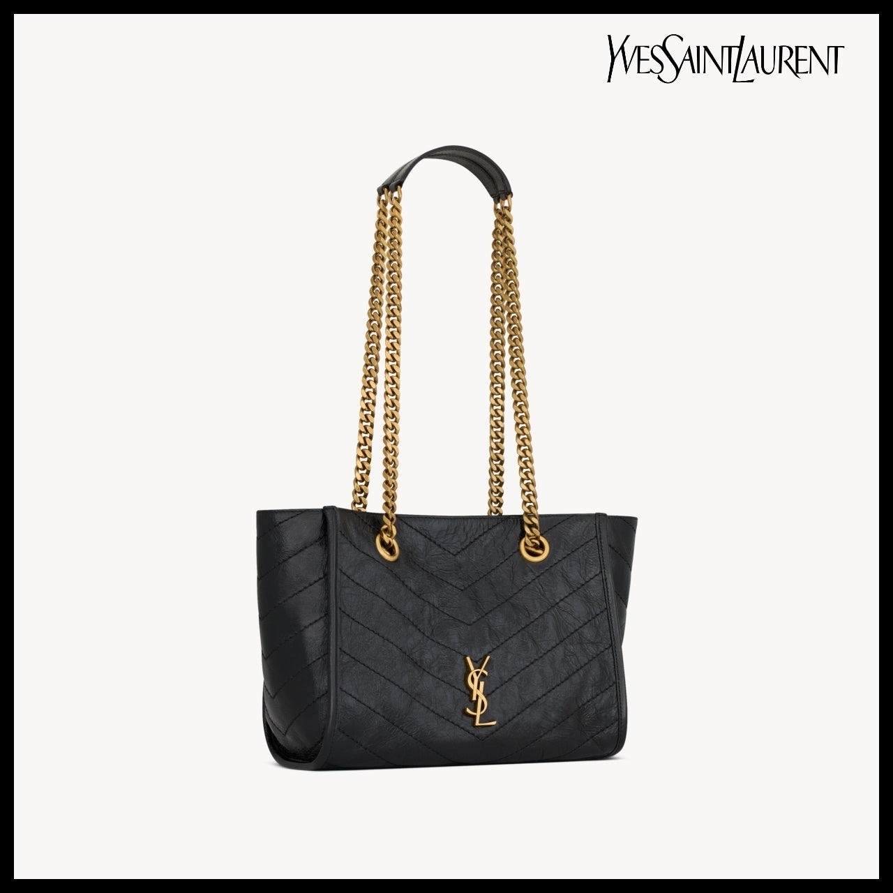 【Saint Laurent】Vintage Leather Small Shopping Tote