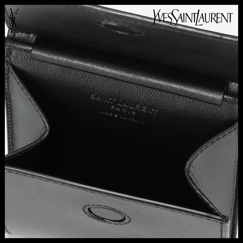 【SAINT LAURENT】 LOGO LEATHER CROSSBODY BAG