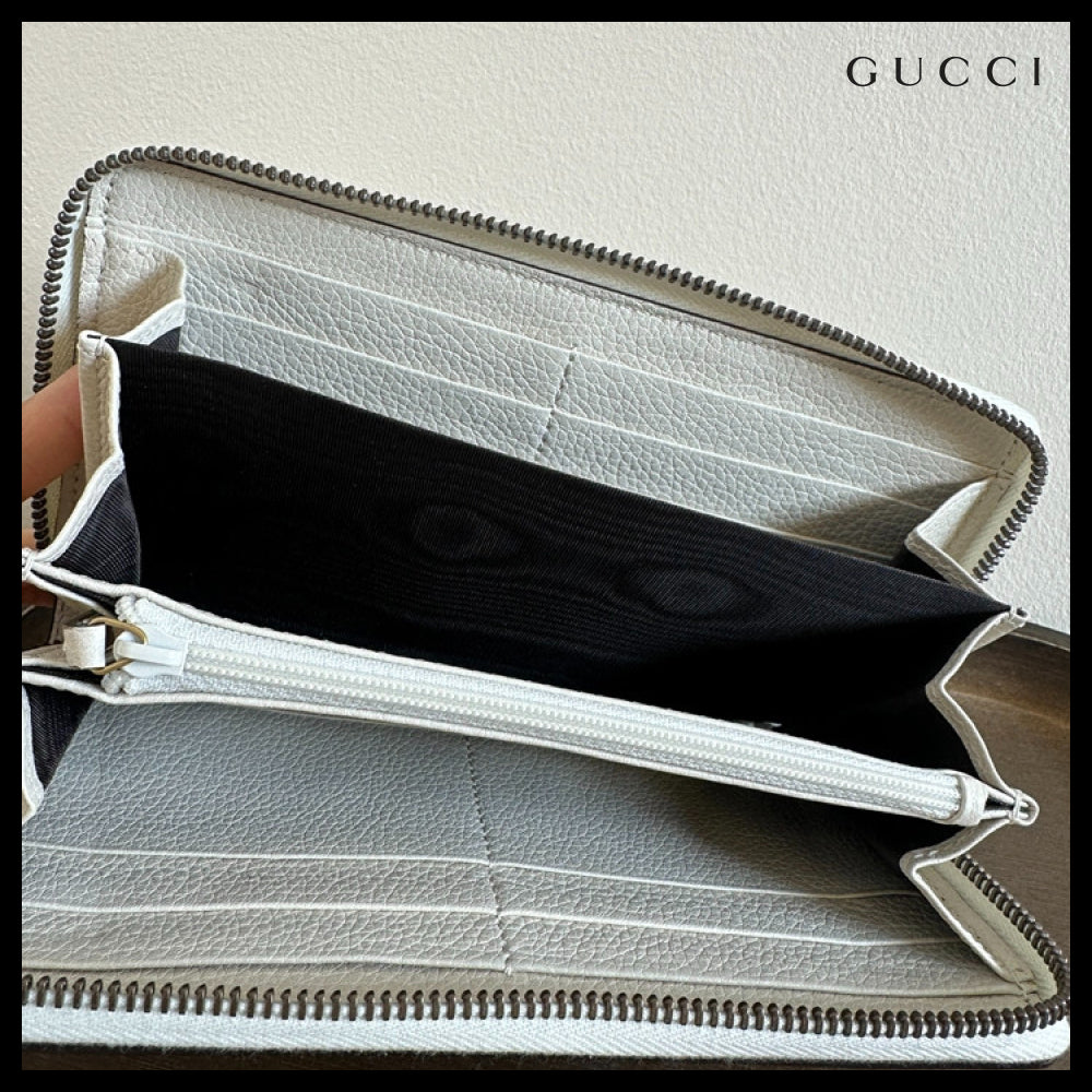 【GUCCI】Vintage Logo Print Leather Zip-Around Long Wallet