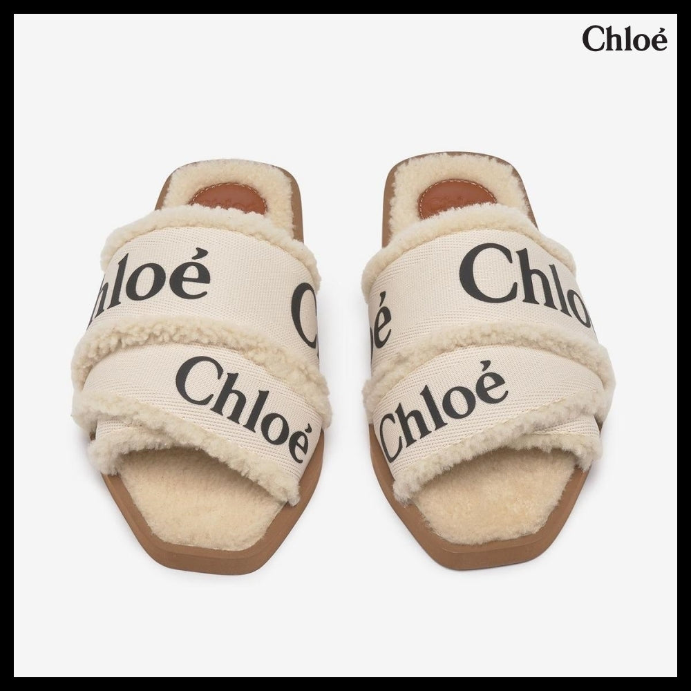 【CHLOE】ウッディ フラットミュール ホワイト