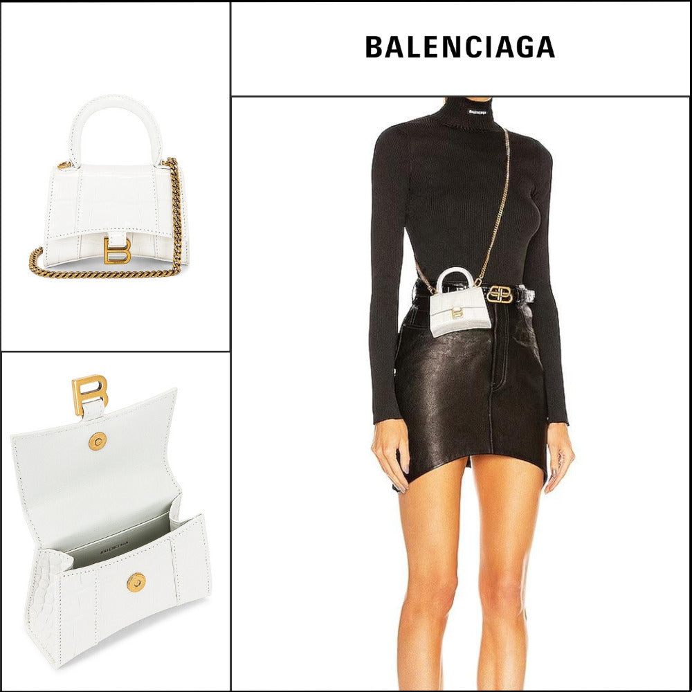 【BALENCIAGA】Mini Hourglass Top Handle Bag Crocodile