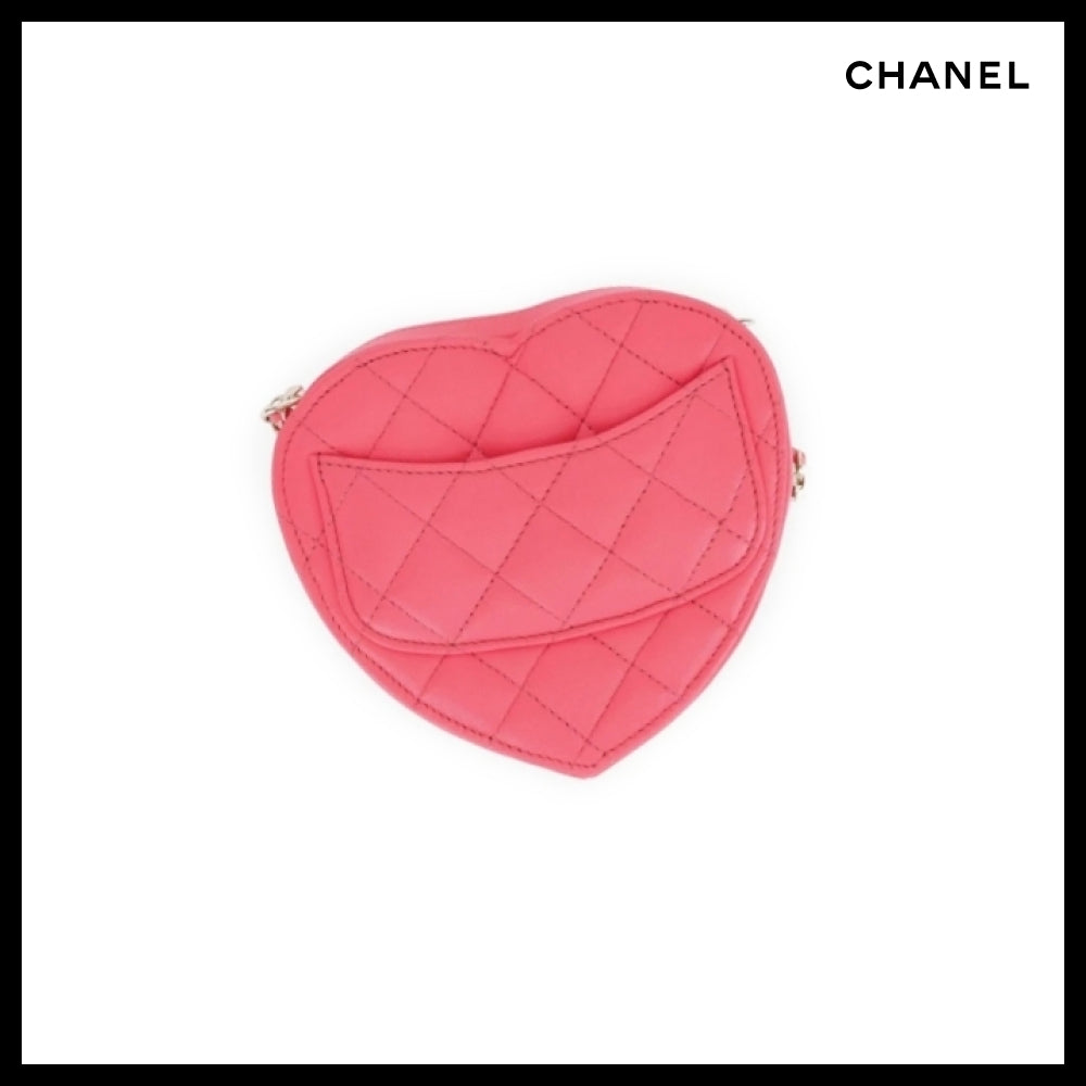【CHANEL】Heart Bag Small Lambskin Pink with Gold Hardware