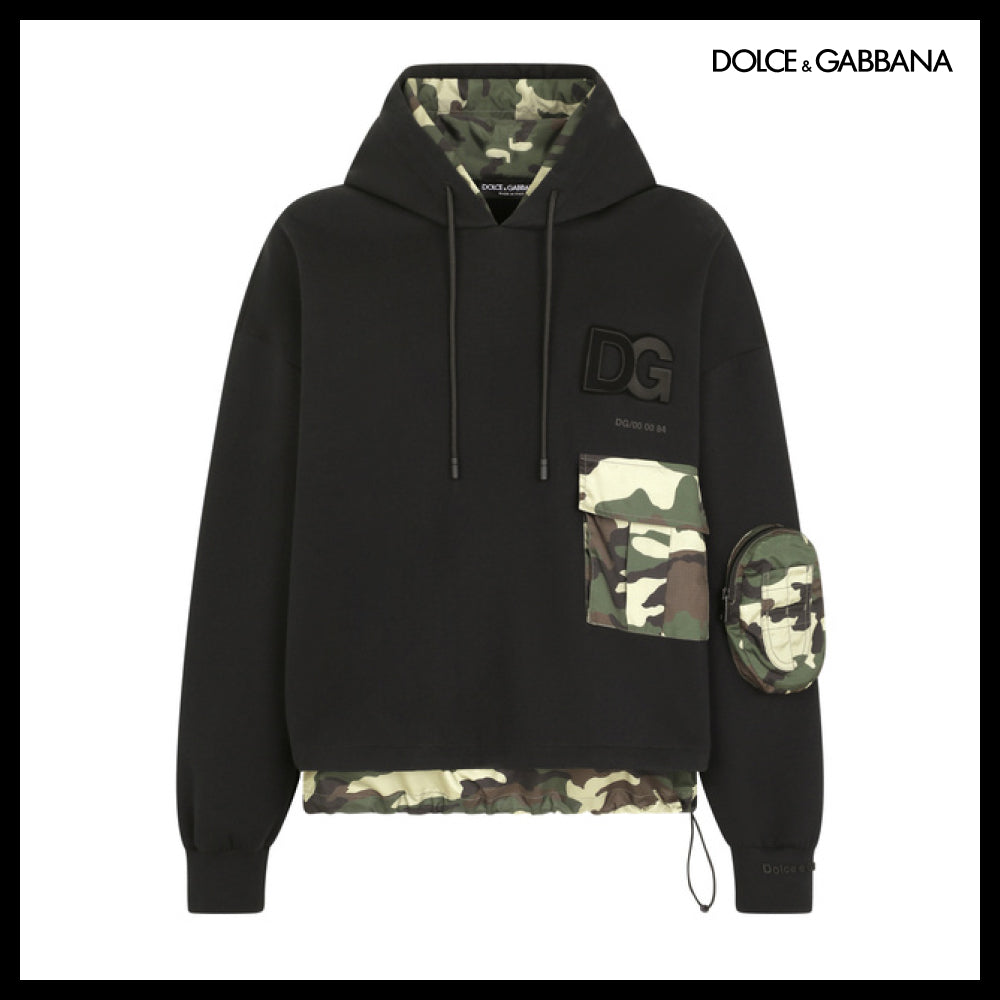 【Dolce & Gabbana】Hoodie with Camouflage-Print Details