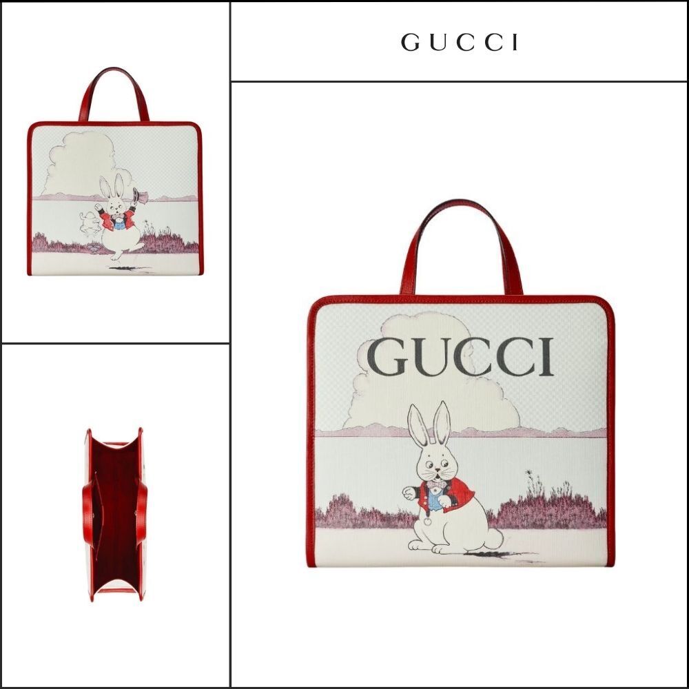 【Gucci X Peter Rabbit 】プリントキャンバス トートバッグ RED