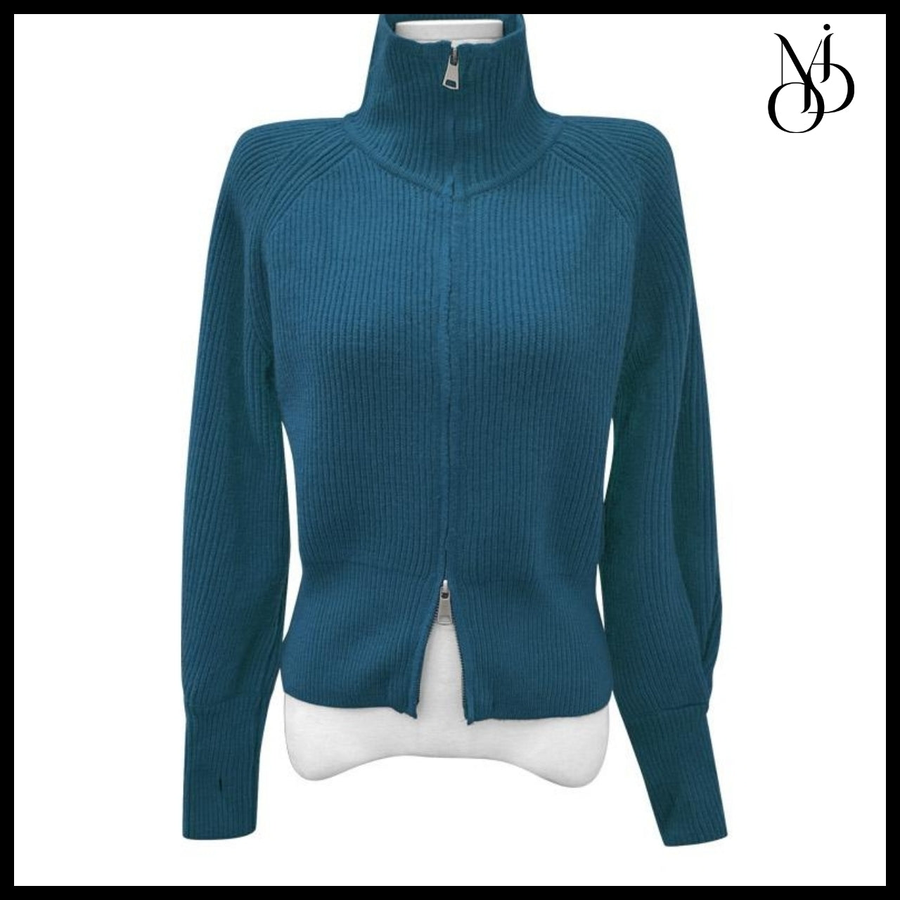 【MODIMOOD】Turtleneck Two-Way Pintuck Sleeve Knit Zip-Up