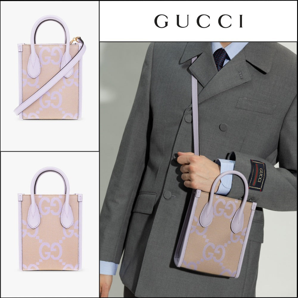 【GUCCI 】Jumbo GG Logo Mini Tote Bag BEIGE LAPIS
