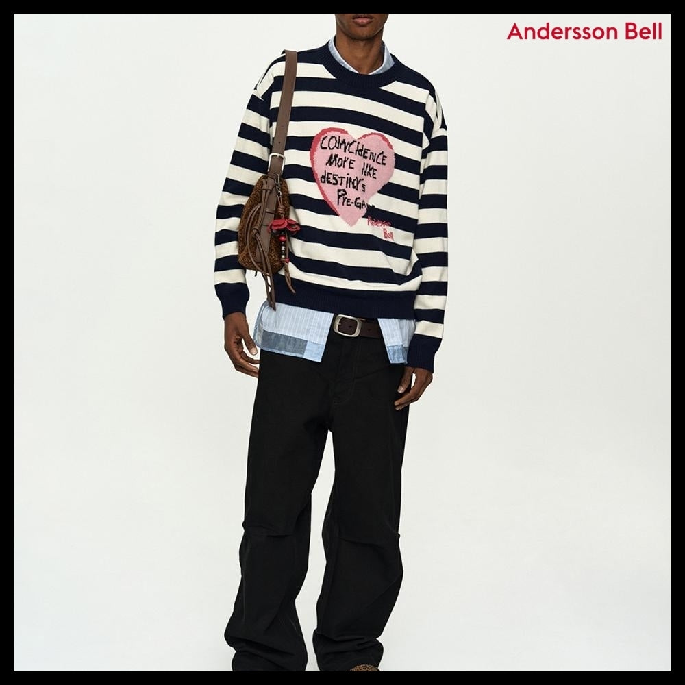 【ANDERSSON BELL】Boys Heart Message Crew-Neck Sweater