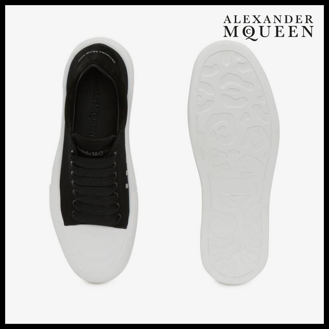 【Alexander Mcqueen】Men's Deck Lace-Up Plimsoll Black White