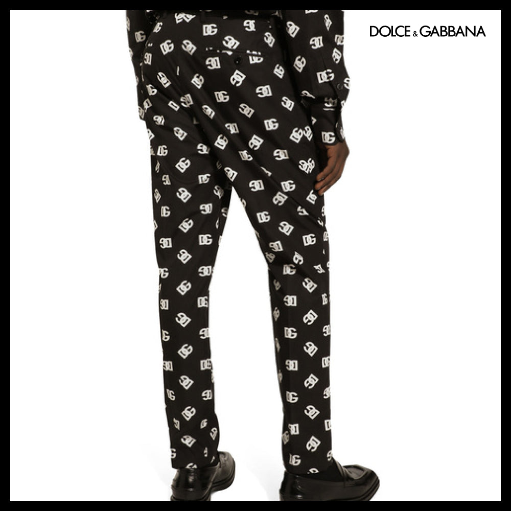 【Dolce & Gabbana】POPLIN PANTS WITH DG LOGO PRINT