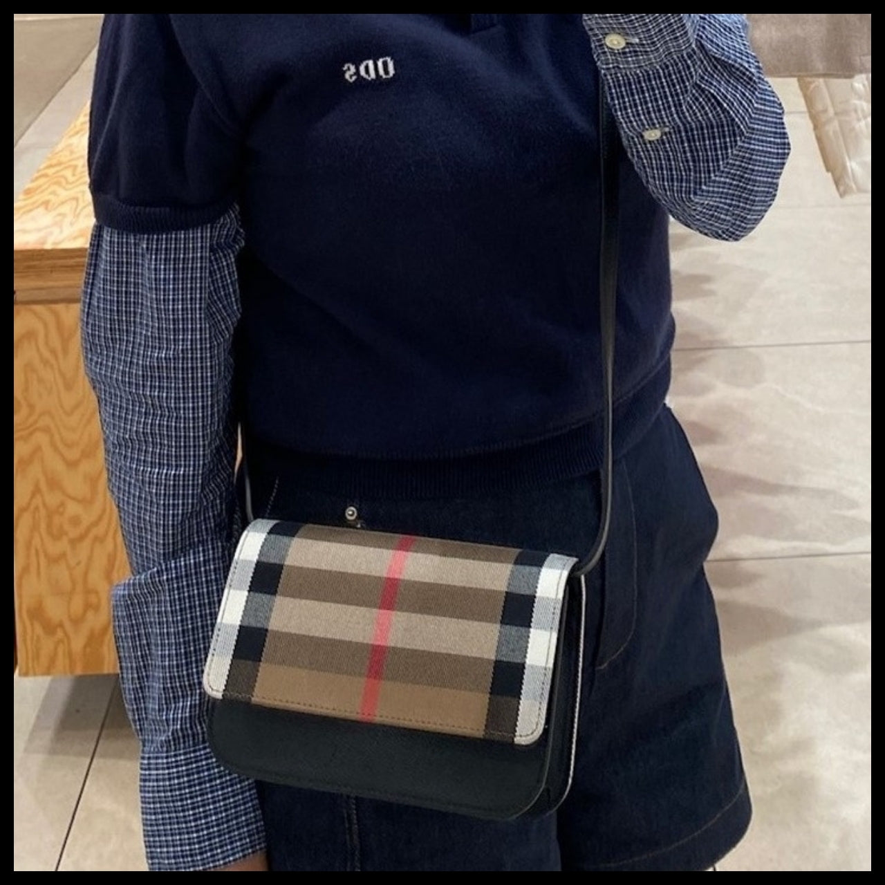 【BURBERRY】MADISON Check Flap Crossbody Bag