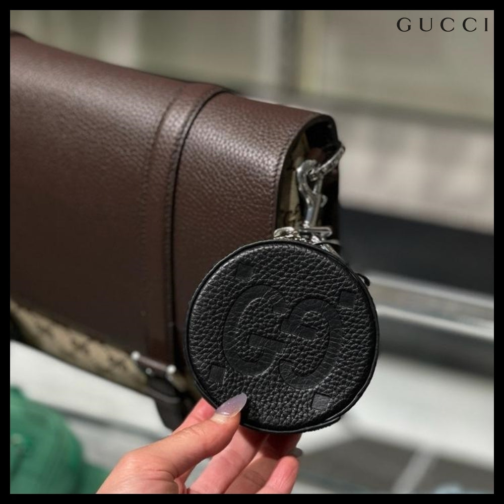 【GUCCI】PIUMA GG Jumbo Calf Keyring Coin Wallet Black