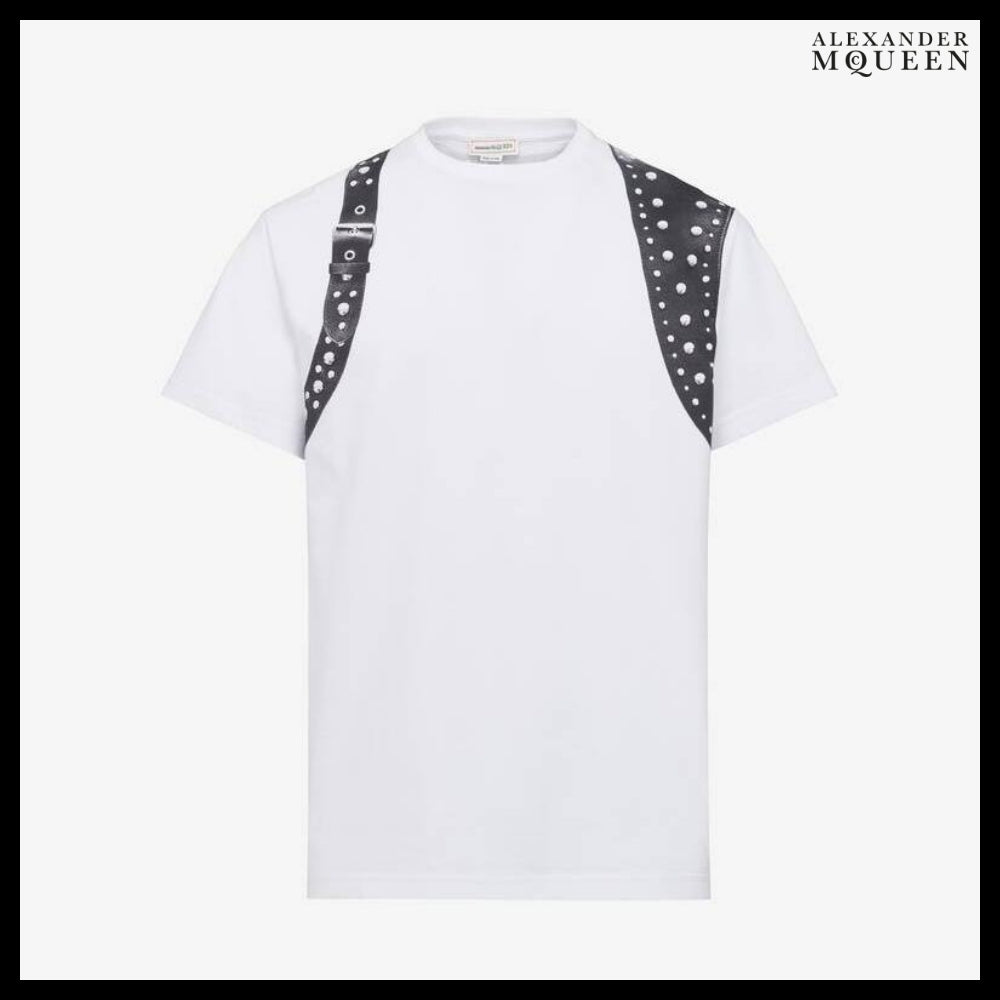 【Alexander Mcqueen】Studded Harness T-shirt in White/Black