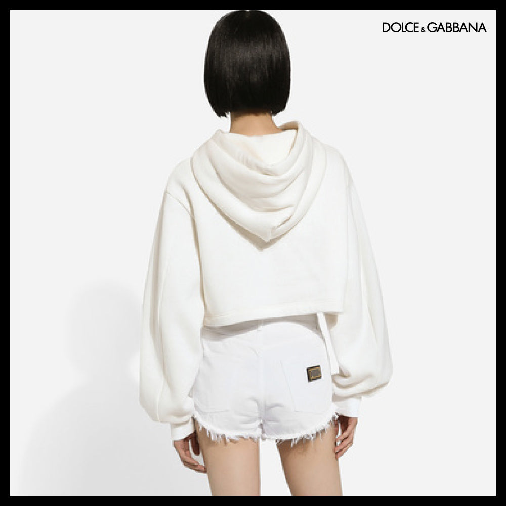 【Dolce&Gabbana】CROPPED SWEATSHIRT FLOWER PRINT