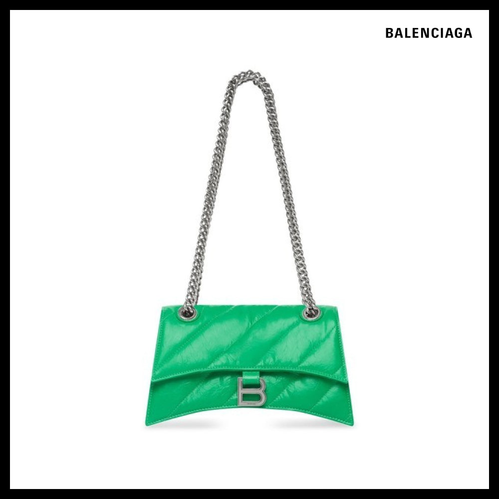 【BALENCIAGA】Crush Small Chain Bag Quilted Green