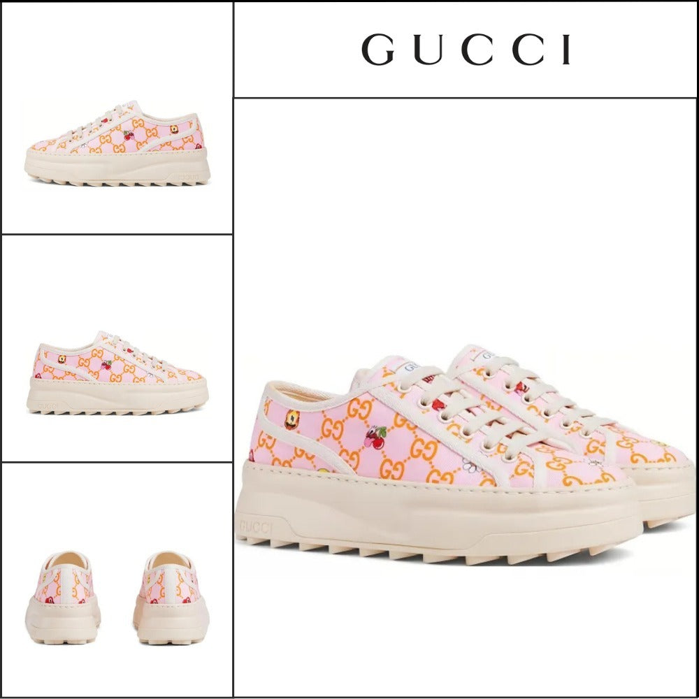 【GUCCI】xHattieStewartGGFabricWomen'sLow-TopSneakers Pink