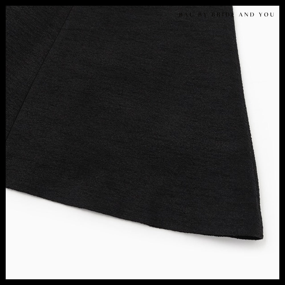 【BAU】VERONICA Peaked collar capsleeve flared midi tweed
