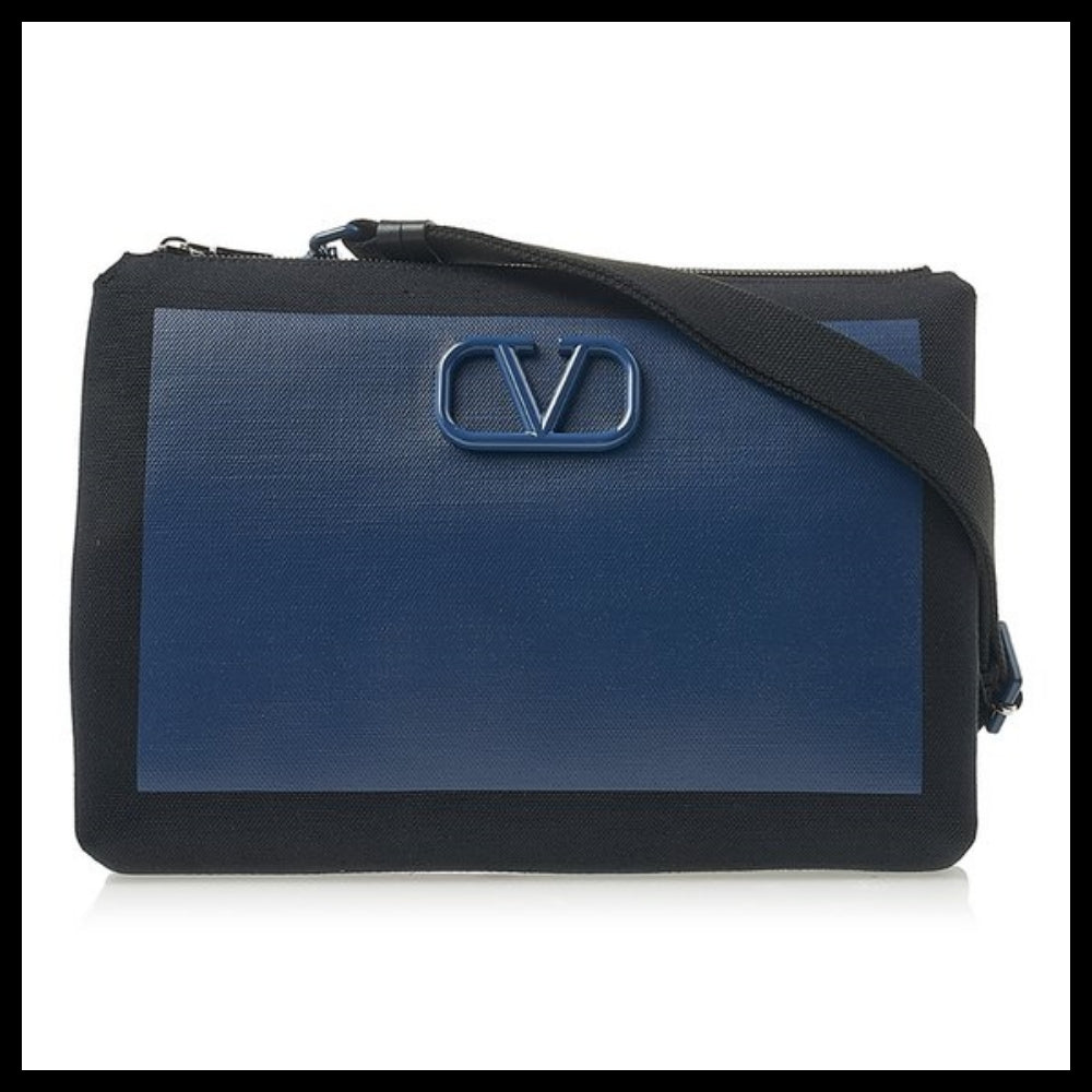 【VALENTINO】V Logo Fabric Shoulder Bag