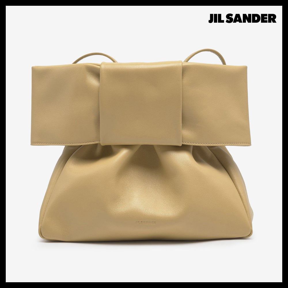 【JIL SANDER】Medium bow ribbon shoulder bag golden granola