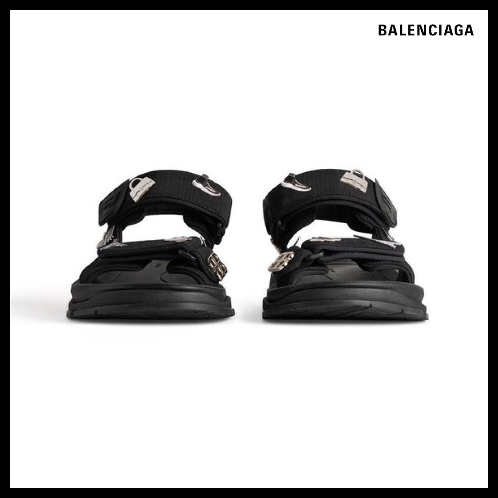 【BALENCIAGA】Tourist Sandals with Pins Black