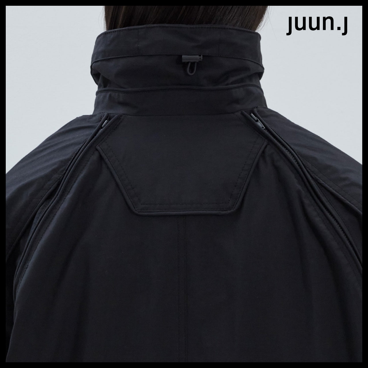 【JUUN.J】Stand Collar Sleeve Detachable Mac Coat Black