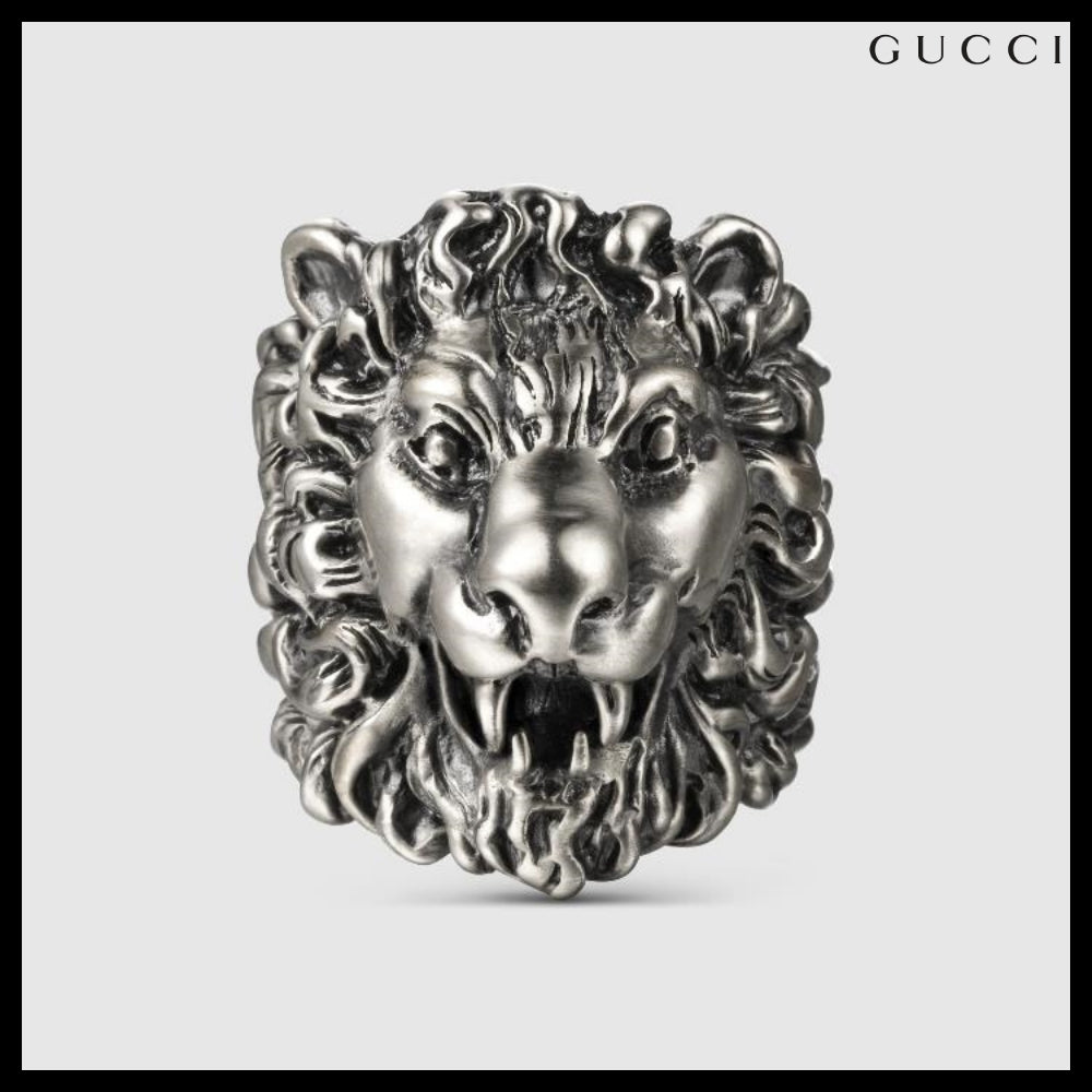 【GUCCI】Lion Face Metal Ring SILVER