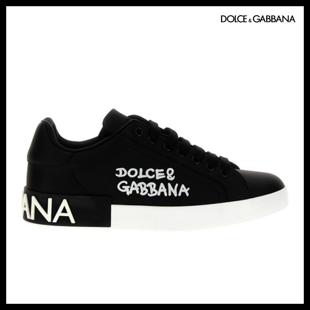 【Dolce & Gabbana】LEATHER PORTOFINO SNEAKERS WHITE / BLACK