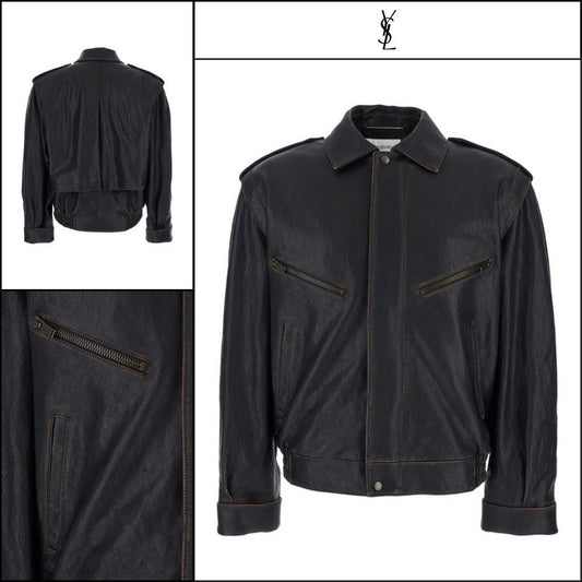 【SAINT LAURENT】Brown Jacket Black classic outerwear