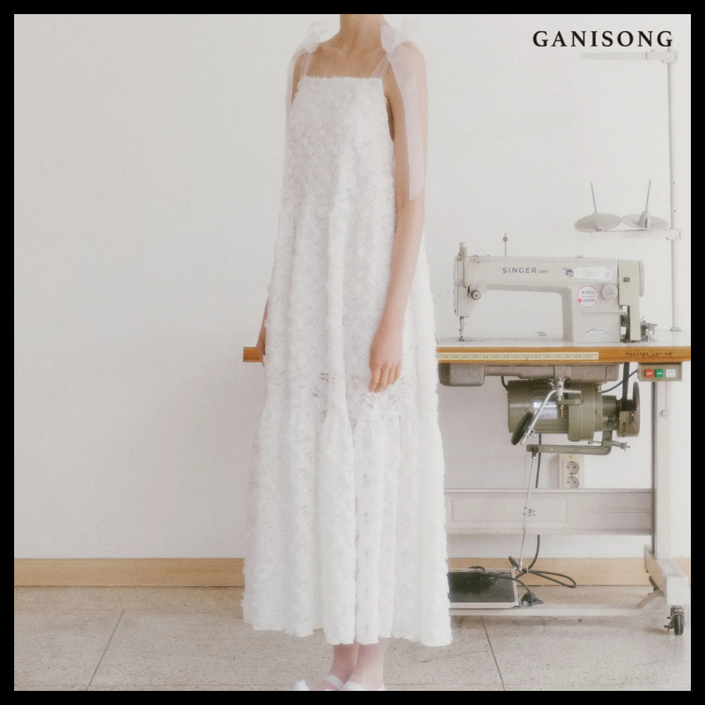 【GANISONG】Bridal Rosy Blossom Dress White