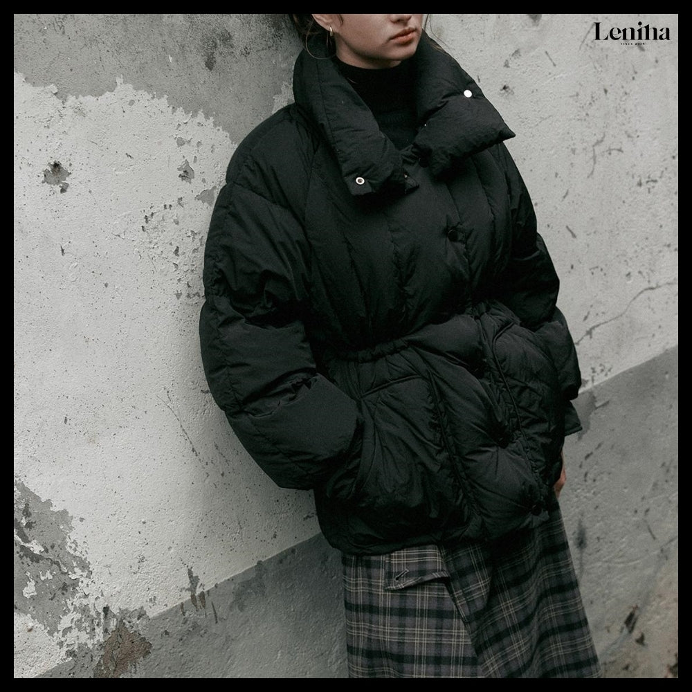 【LENINA】Jade Stand Collar Down Padding 2 Colors