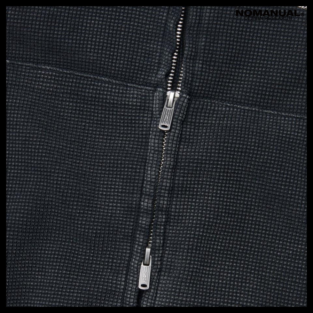 【NOMANUAL】VINTAGE WAFFLE HOODED ZIP UP 2 Colors