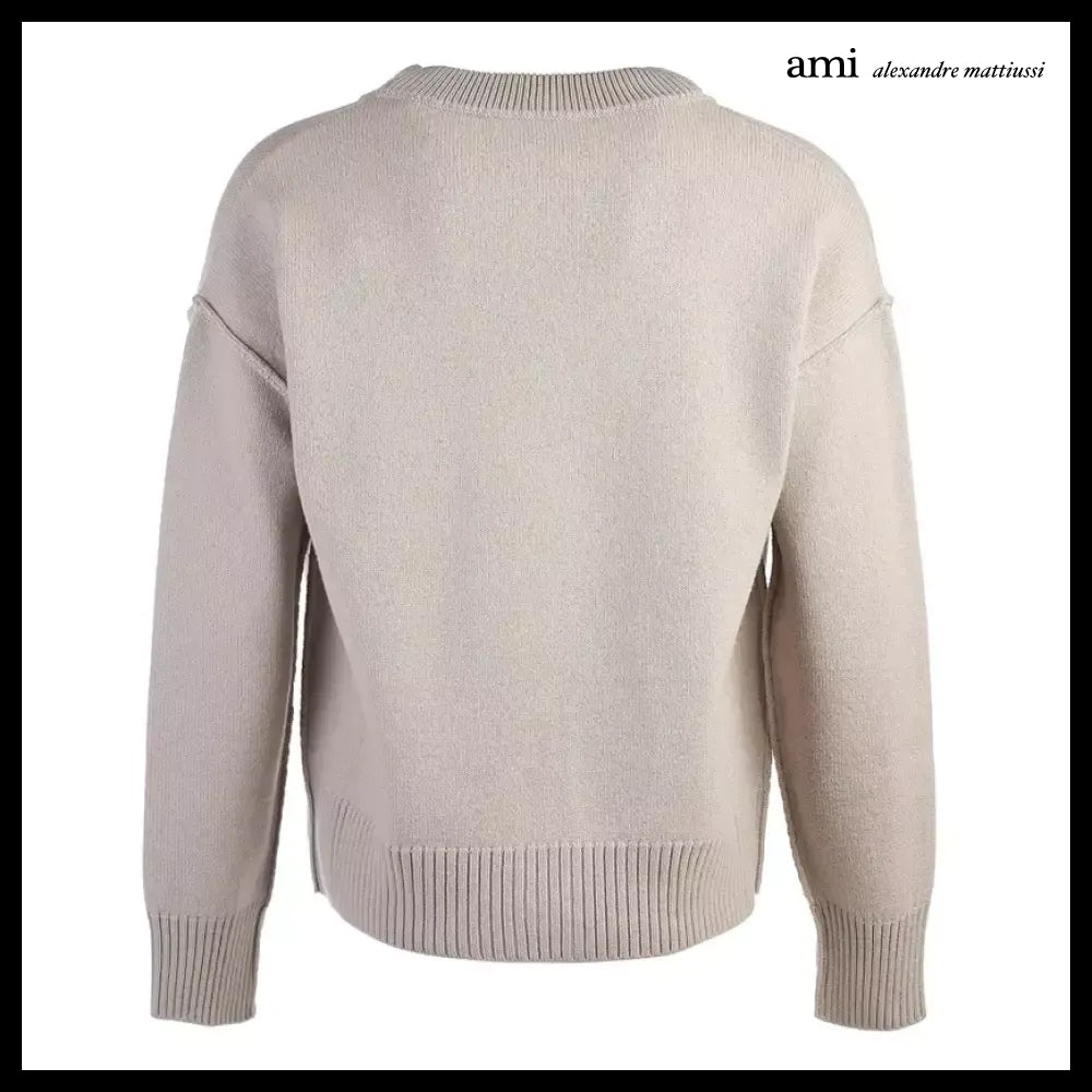 【AMI Paris】Off-White Virgin Wool Cardigan