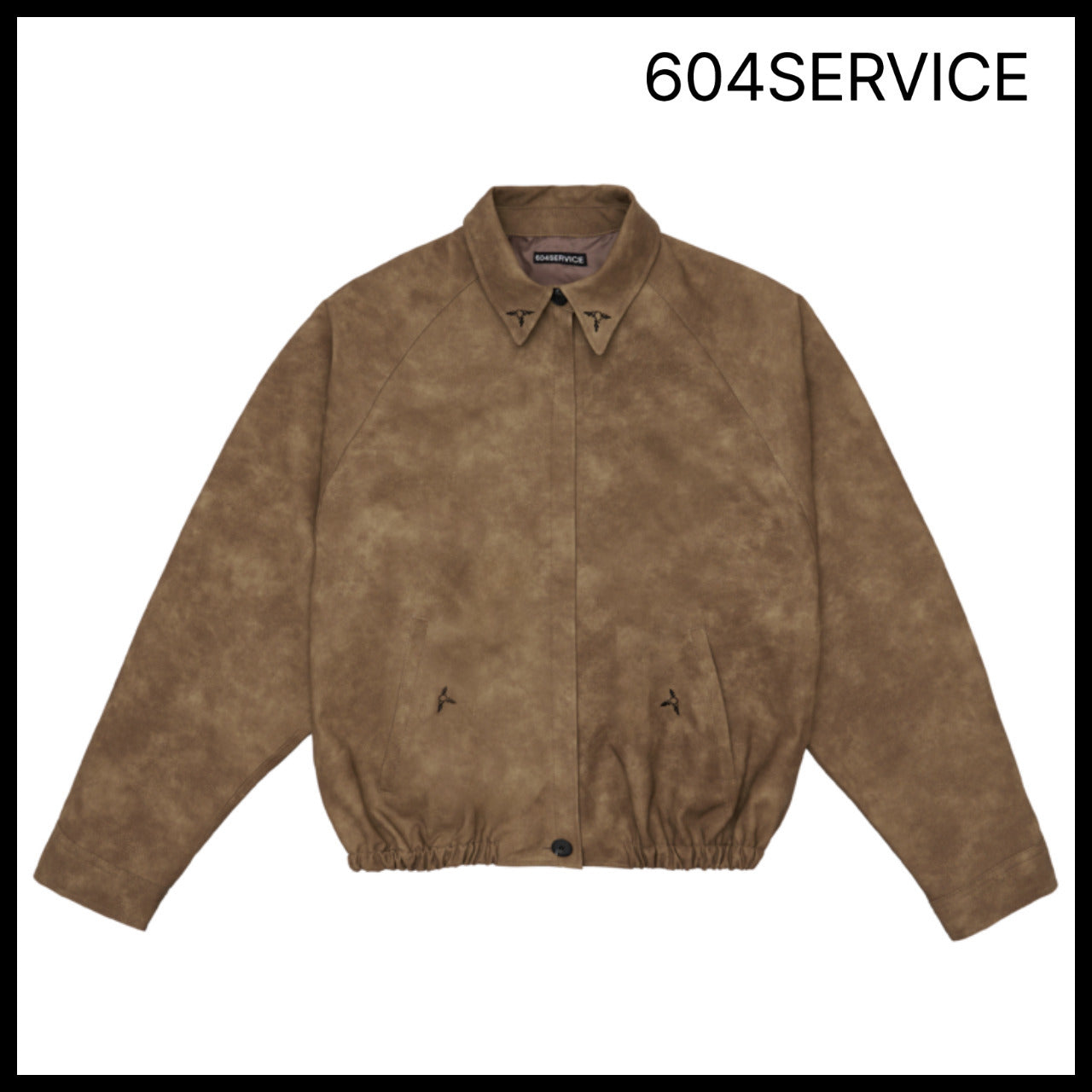 【604service】EMBROIDERED LEATHER JACKET IN BROWN