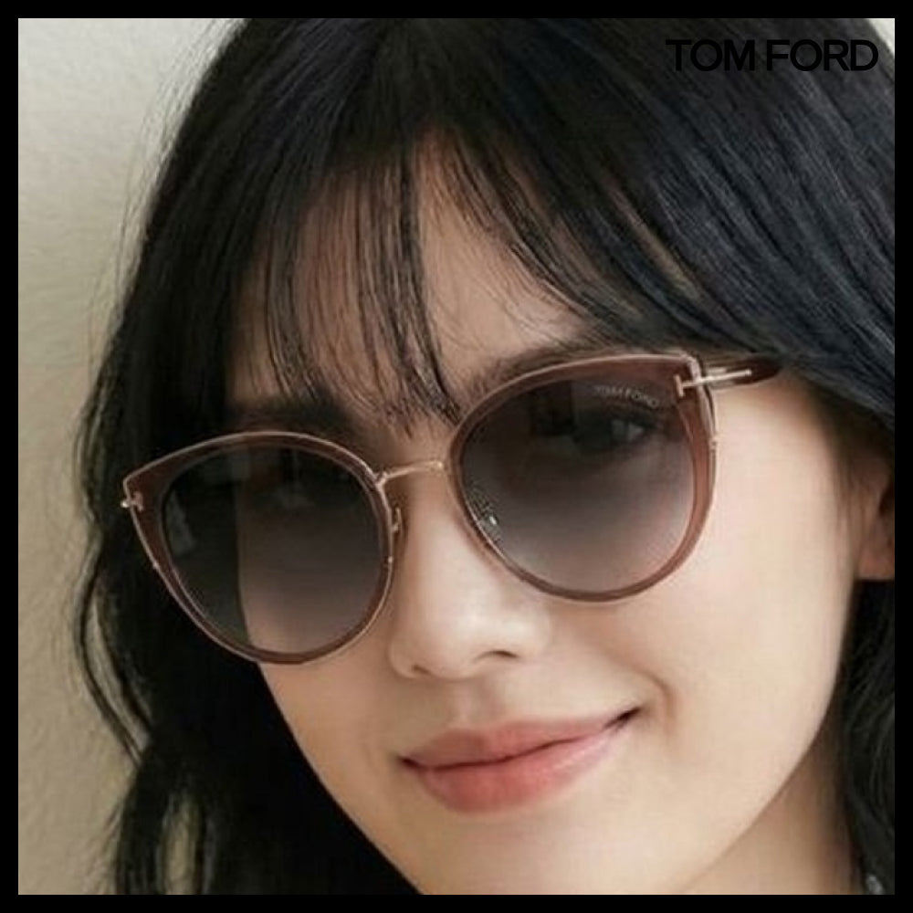 【TOM FORD】Cat-Eye Semi-Transparent Horn-Rimmed Sunglasses