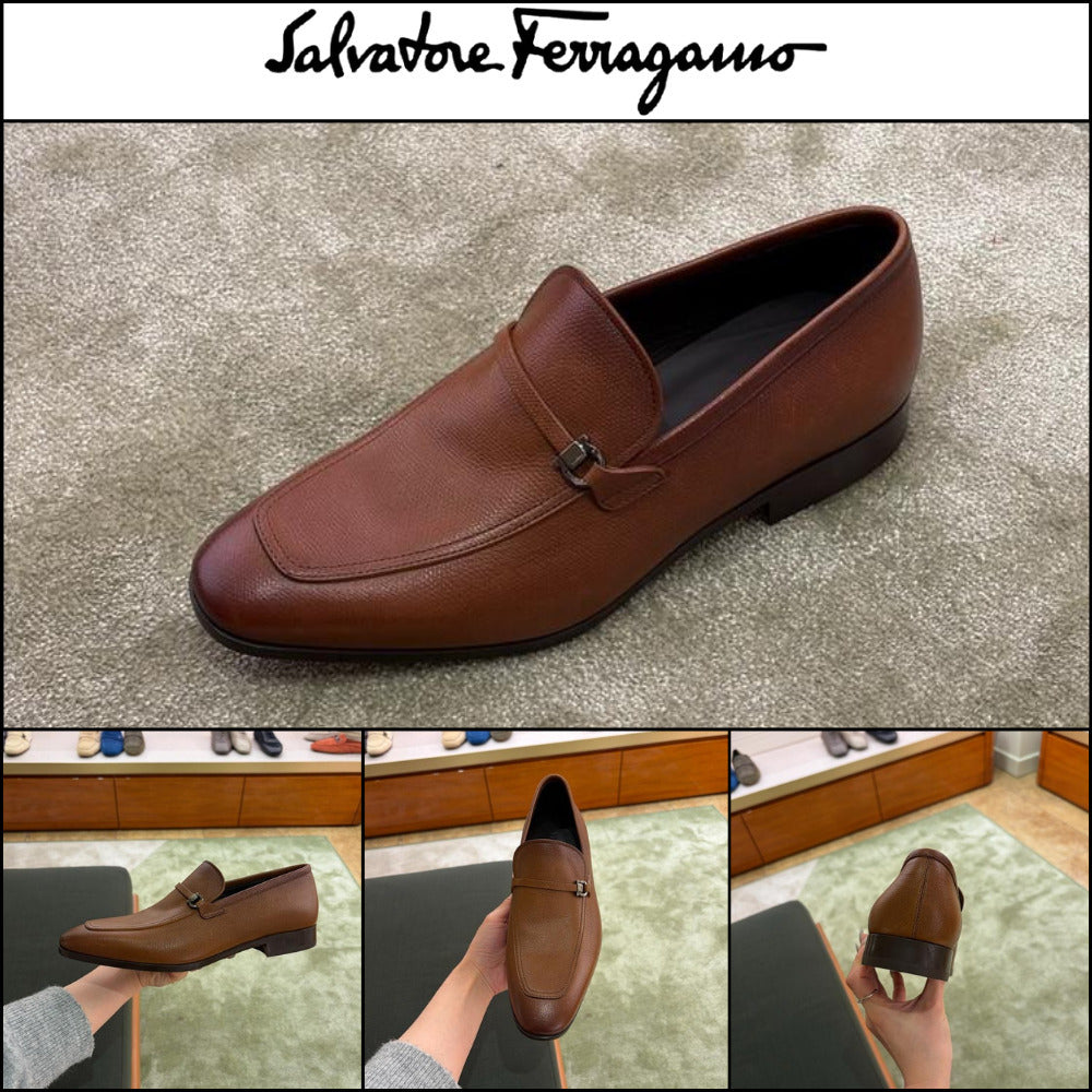 【FERRAGAMO】CHARME GANCINI LEATHER LOAFERS BROWN