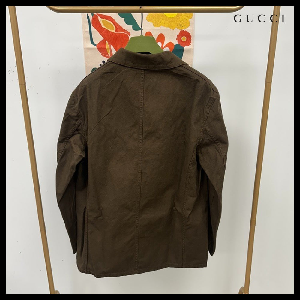 【GUCCI】Interlocking G Horsebit Label Patch Cotton Jacket