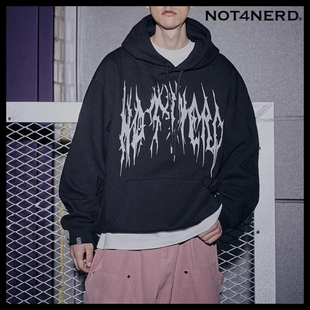 【NOT4NERD】ポインテッドロゴ プルオーバーフード ブラック