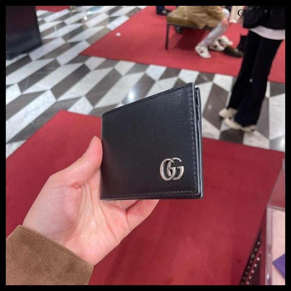 【GUCCI】GG Marmont Leather Bi-Fold Wallet Black