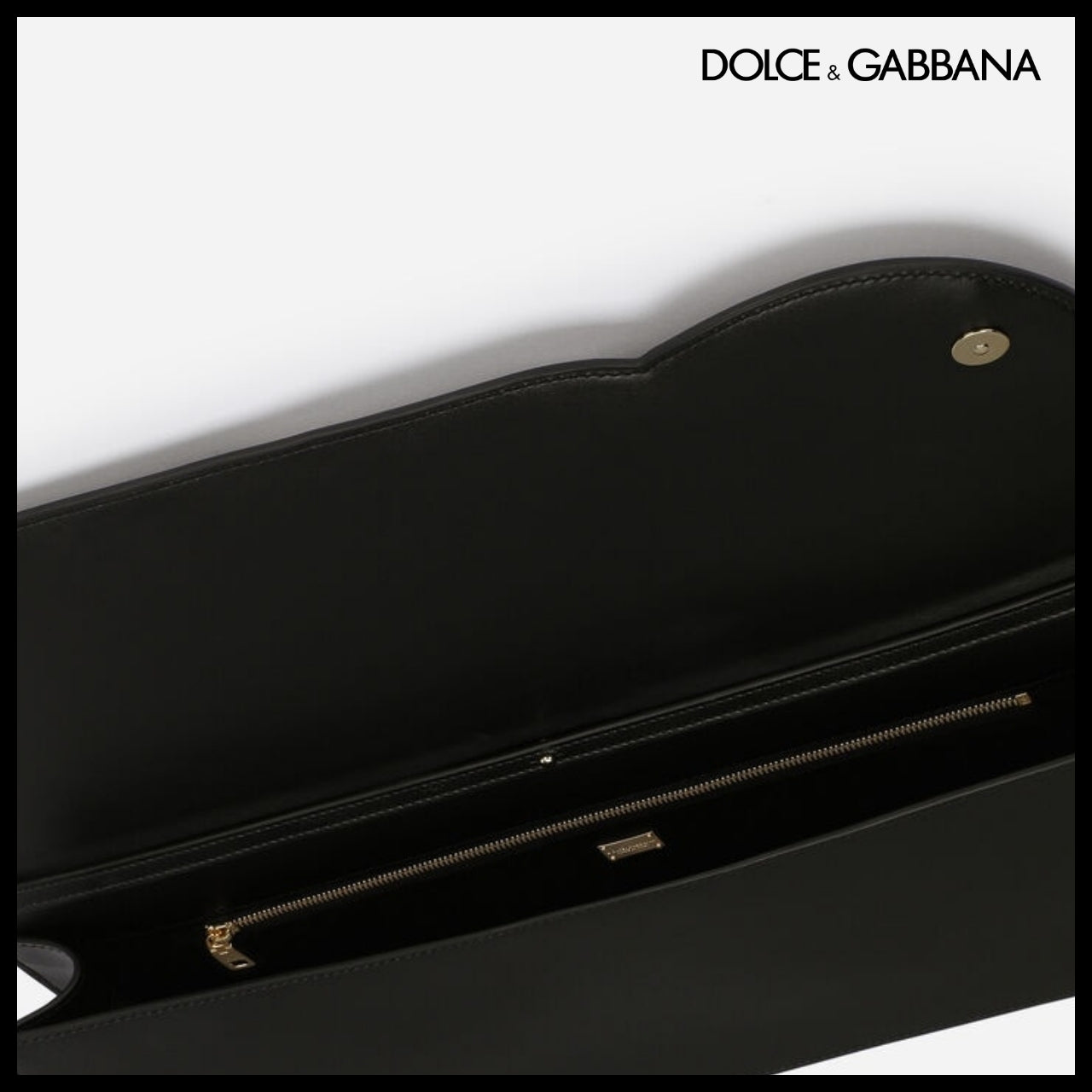 【Dolce & Gabbana】Calfskin Baguette Bag with Logo Black