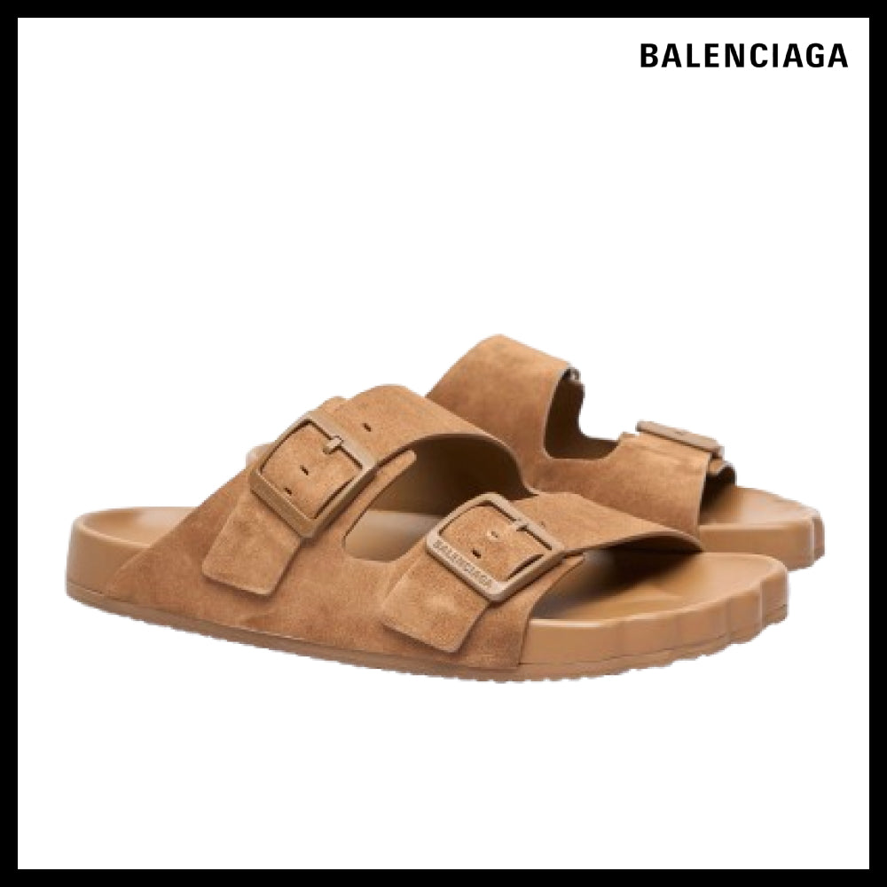 【BALENCIAGA】Sunday Mule Suede Sandals In Brown