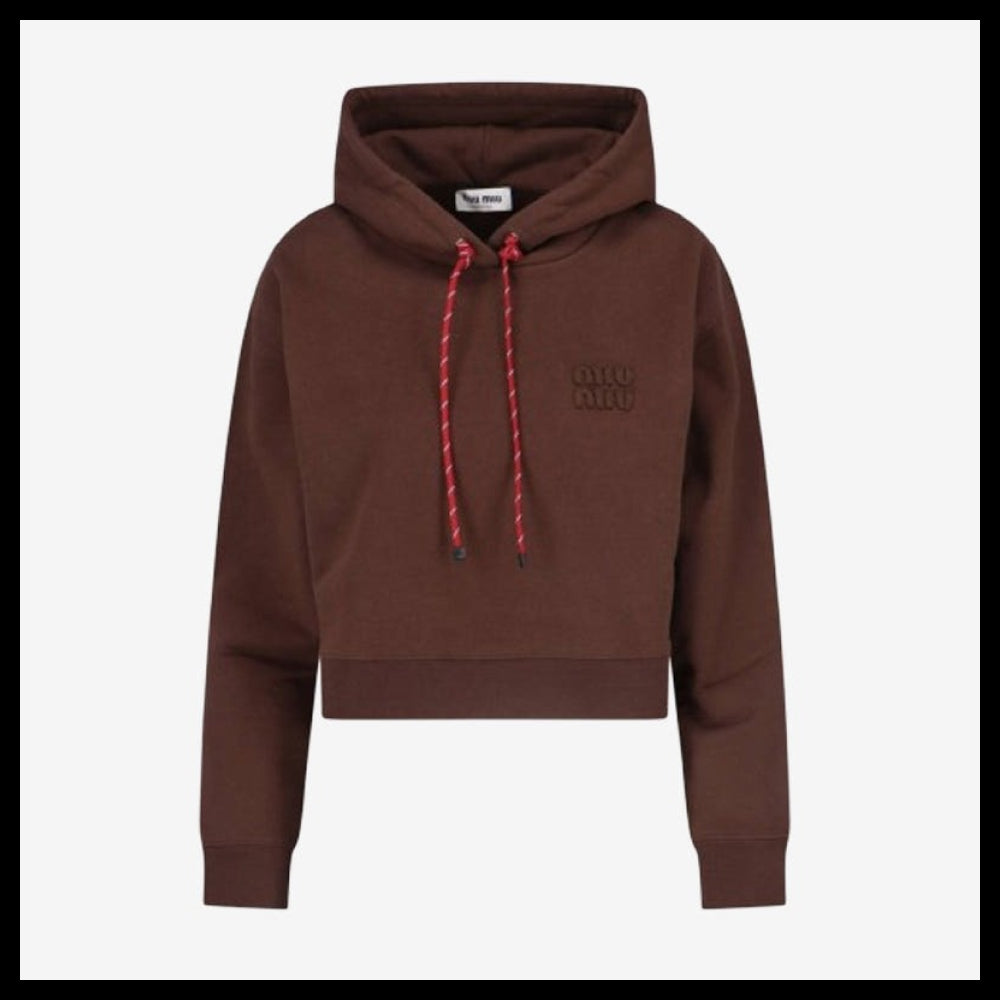 【MIU MIU】Hooded T-Shirt Cocoa Women's