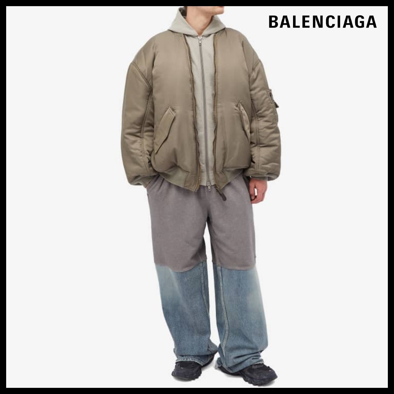 【BALENCIAGA】Paris All-In Bomber Jacket Dark Beige