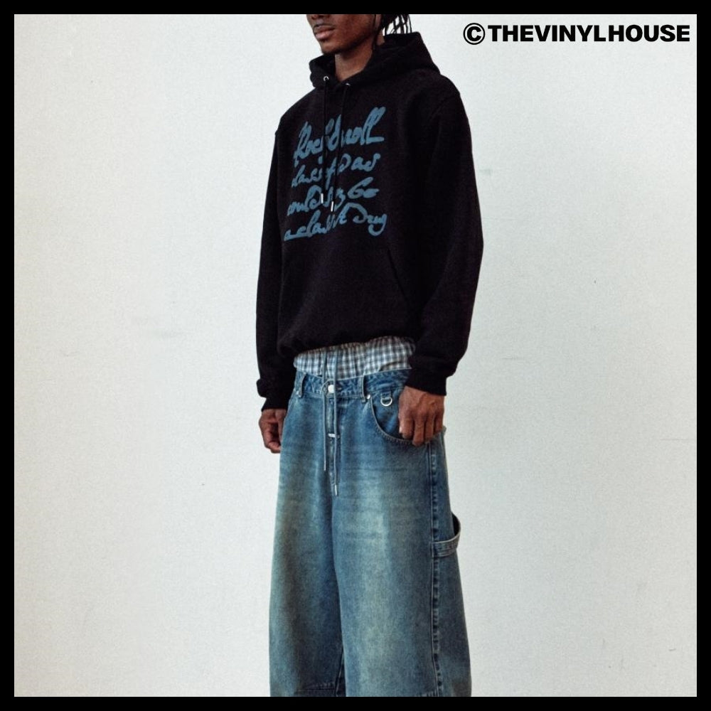 【THEVINYLHOUSE】Cursive writing typo hoodie (4 colors)