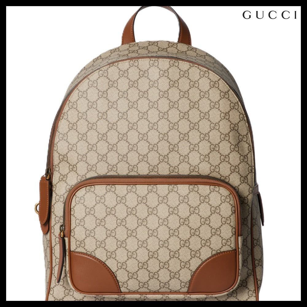 【GUCCI】GG Emblem Backpack Beige