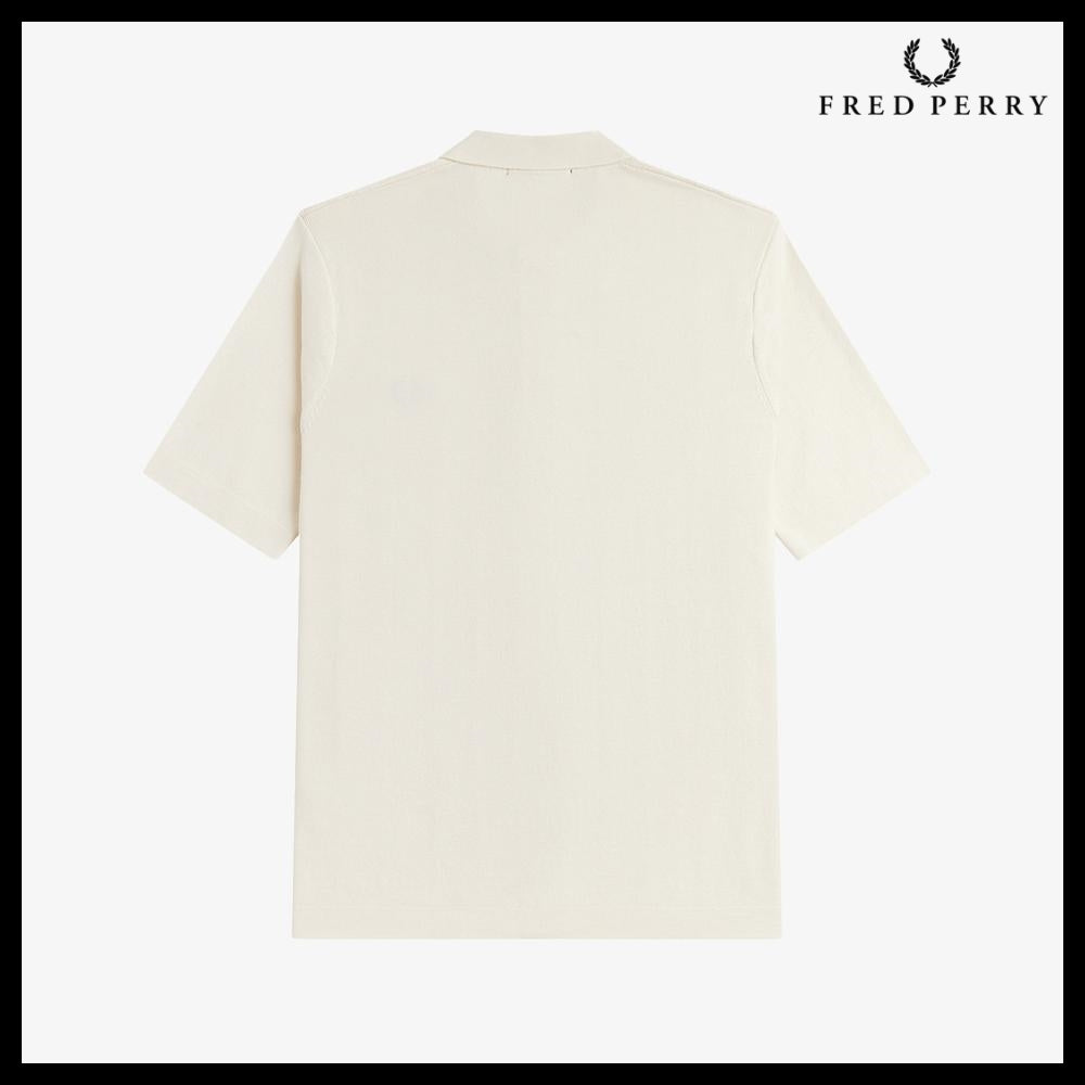 【FRED PERRY】Tonal Vertical Stripe Knit Shirt Ecru