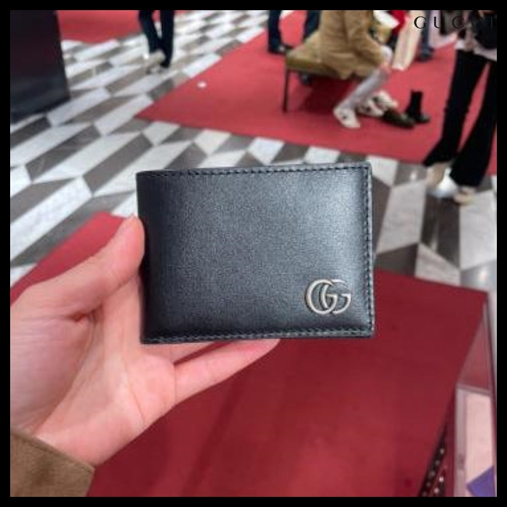 【GUCCI】GG Marmont Leather Bi-Fold Wallet Black