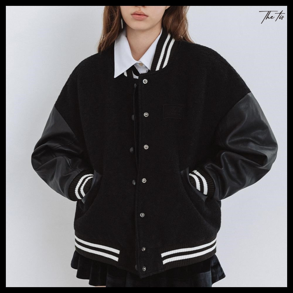 【The tis】Angel Pearl Varsity Jacket 2Colors