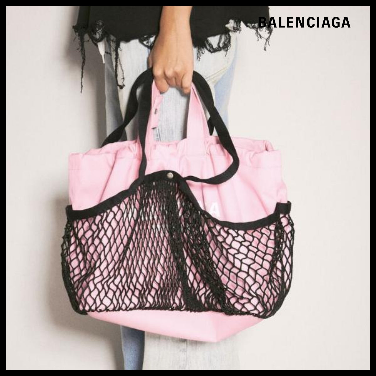 【BALENCIAGA】24/7 Medium Tote Bag Pink Black